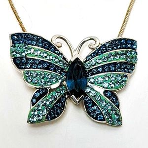 Butterfly crystal pendant in sterling silver